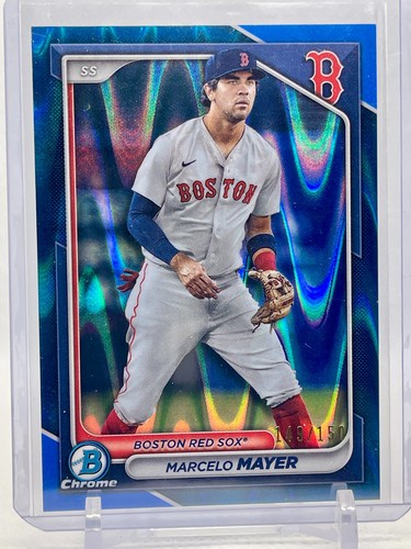 Marcelo Mayer 2024 Bowman Chrome Prospect Blue Raywave Refractor /150 Red Sox