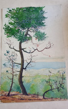 Watercolor on paper by F�lix Cavel.  view of the basin d'arcachon 1933