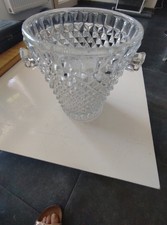 Seau à glace en verre transparent à motifs avec poignée
