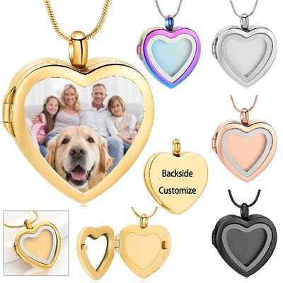 Cremation Locket Necklace For Ashe Of Loved One Carry Photo Memorial Urn Jewelry
