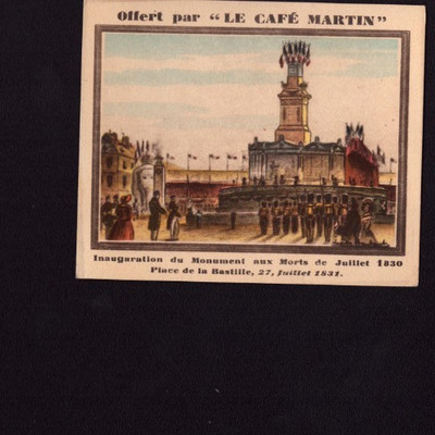 PARIS (IX°) ALTES BILD CAFE MARTIN / Einweihung DENKMAL für die Toten 1830