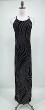 Vintage Y2K Jessica McClintock Gunne Sax Black Slinky Halter Maxi Gown Sz 7/8