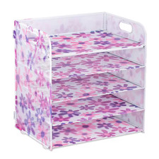 Desk Organizer with 5 Vertical Trays and Handle, Mesh File Holder for Letters, P
