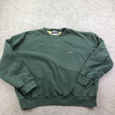 Vintage Tommy Hilfiger Sweatshirt Mens XL Green Fleece Crewneck Crest Logo 90s