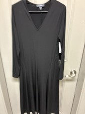 NWT Karen Kane Black Matte Jersey 3/4 Sleeve Fit Flare Dress Size M