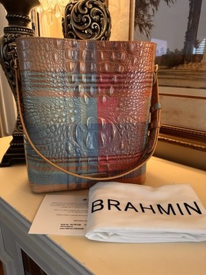 Brahmin Celina PICNIC MELBOURNE W/Leather Eye Medallion Bucket Tote NWT