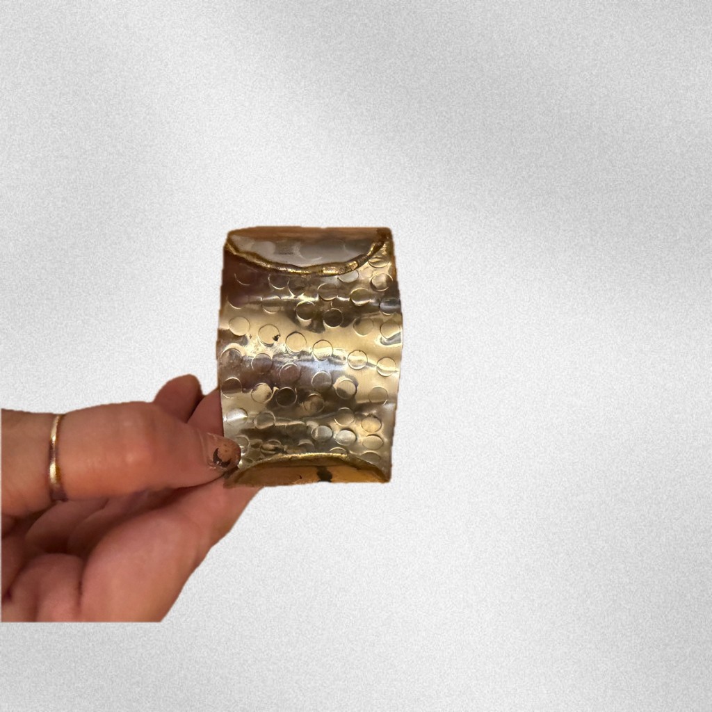 Handmade Boho Chic Pounded Silvertone Copper Scro… - image 10