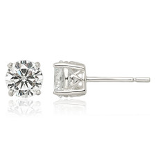 925 Sterling Silver 6mm Round CZ Heart Stud Earrings