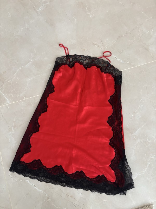 Victoria secret Satin Nightie Red Black Lace S 