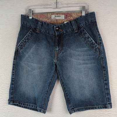 VTG Levi's 504 Slouch Bermuda Jean Shorts Juniors Size 11 (33x11) Denim Blue Y2K