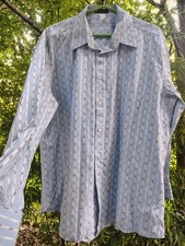 Versace Men's XL Blue Striped Button Front Long Sleeve Dress Shirt Luxury