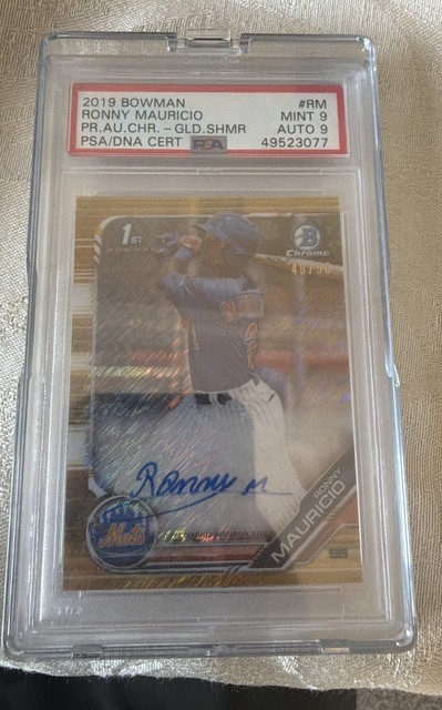 2019 Bowman - Chrome Prospect Autographs Ronny Mauricio #CPA-RM Gold Shimmer...