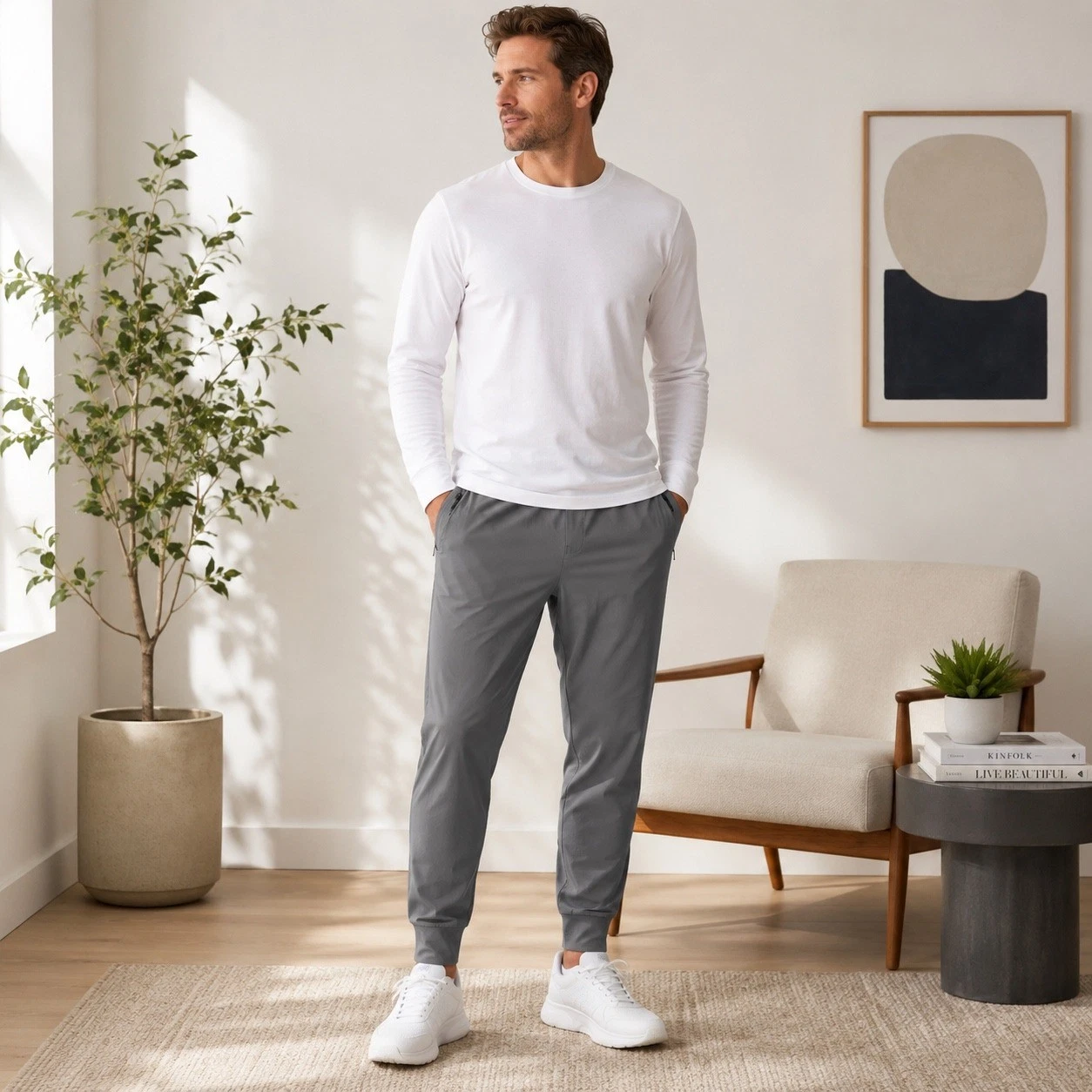 Public Rec All Day Every Day Jogger Men 40/30 Gray Nylon Stretch Performance