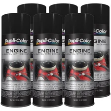 Duplicolor DE1635 (6-Pack), Engine Enamel Paint, Semi-Gloss Black, 12 oz Aerosol