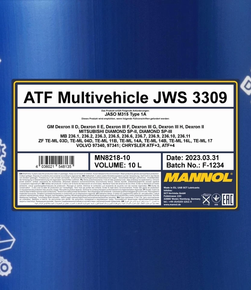 MANNOL MN8218-10 ATF Multivehicle JWS Aceite para transmisión automática ATF III - Imagen 2 de 4