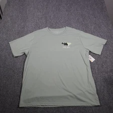 Huk Mens XL Short Sleeve Crew Neck Performance Fishing Flag Tee Green Shirt