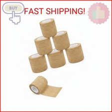 Self Adhesive Bandage Wrap 2 Inch x 5 Yards, 6 Pack Skin Color Cohesive Adherent