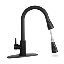 Matte Black Kitchen Sink Faucet with Pull Down Spray RV Stainless Steel Kitch...