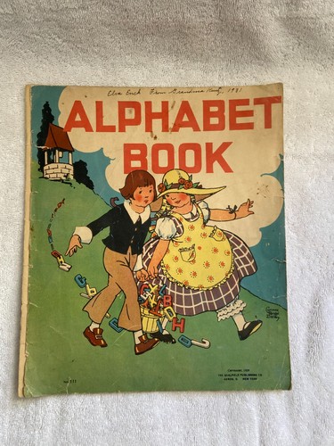 1929 Antik Vintage Kinder Alphabet Buch Buch für Schrott Basteln Mehrzweck