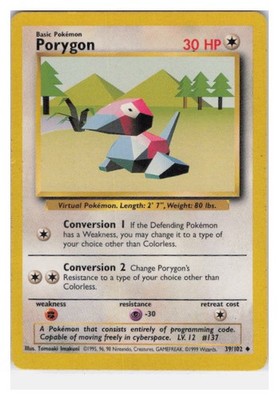 Porygon Unlimited Uncommon Base Set (Shadowless) 039/102 LP