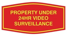 1 Pack 24Hr Video Surveillance Sign Large, Red/Yellow, Property Security Monitor