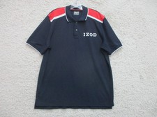 Izod Polo Shirt Large Adult Navy Blue Golf Stretch Rugby Logo Modern Fit Mens L