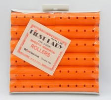 Vintage NOS First Lady Smooth Magnetic Hair Rollers   Orange   12 Pack   705