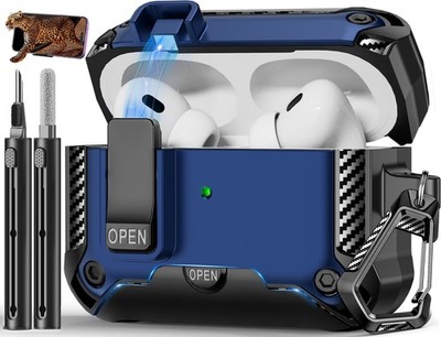 AirPods Pro 1st/2nd Gen Blue Protective Case with Lock & Phone Stand