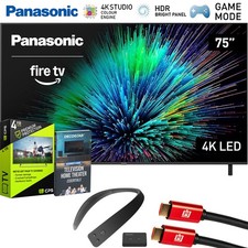 Panasonic W70 Series 75 inch LED 4K UHD Smart Fire TV  WN10 Neck Speaker Bundle