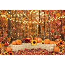 Msocio 7x5ft Polyester Fall Backdrop Autumn Forest Leaves 7'x5', Orange