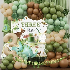 Three Rex Birthday Party Decorations Boy, Dinosaur 3rd Birthday Party Supplie...