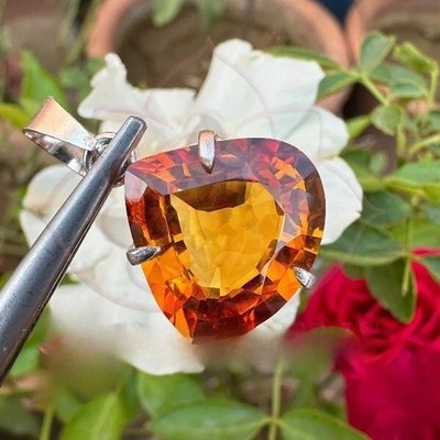 BMR Jewels 27 Ct Natürlicher Ceylon Orange Saphir Anhänger Tropfen AGL