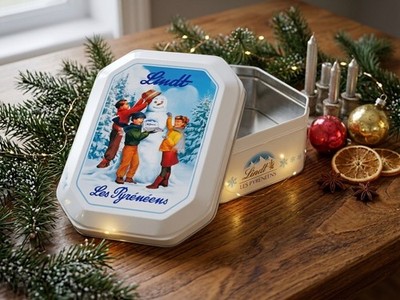 Vintage Lindt Metalldose ''Die Pyrenäen'' Weihnachtsdeko Kinder