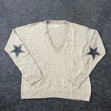 ZADIG  VOLTAIRE Cici Cashmere Star Patch Sweater Women's Size M Gray