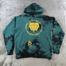 Harry Potter Hoodie Mens Medium Green Slytherin Hogwarts Snake Fleece Sweatshirt