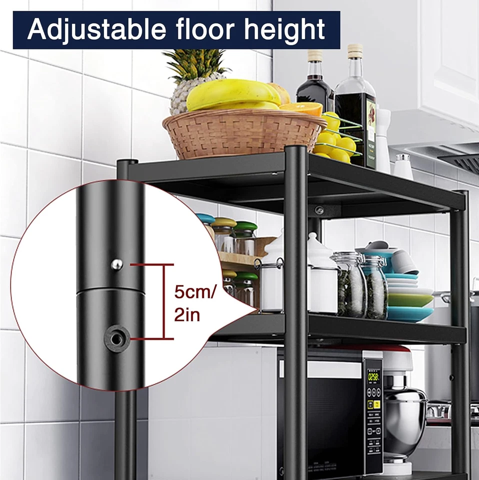 Scaffale in Acciaio Inossidabile, Portaoggetti per Cucina Con Supporto per Micro - Immagine 3 di 4