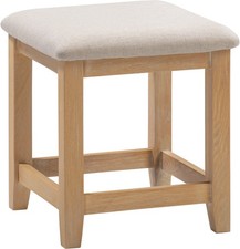 Windsor Dressing Table Stool - Natural Oak/Oat Fabric