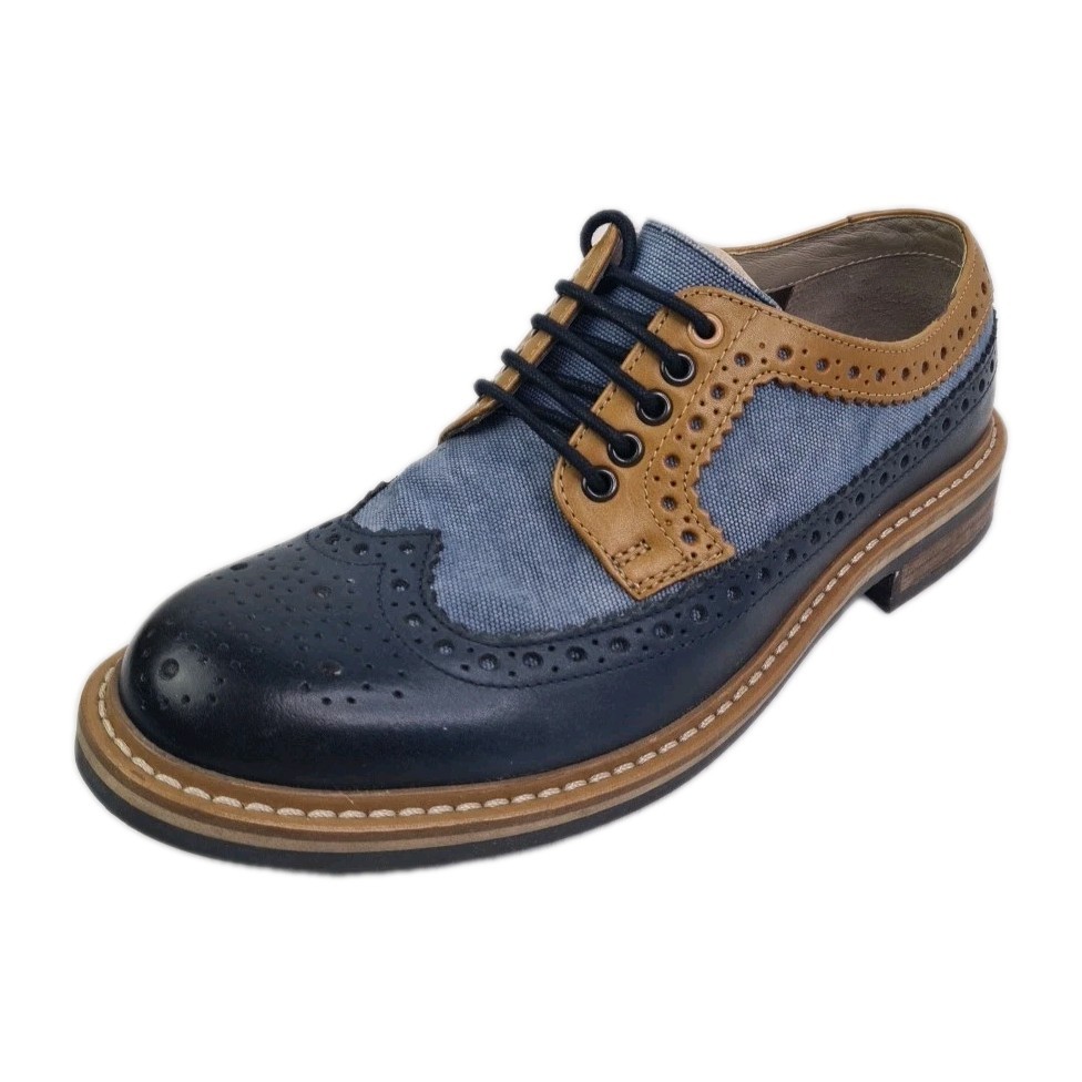 Clarks TOR 16501 Wingtip Oxford Dress Shoes for Men Size 7.5 Blue Tan Leather