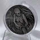2015 1 oz .999 Silver Skullcoins Aquarius zodiac Memento Mori #234/500 [AWI]