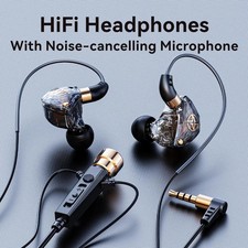 Hifi Wired Headphones with Microphone Noise-cancelling Dynamic Earphones in Ear
