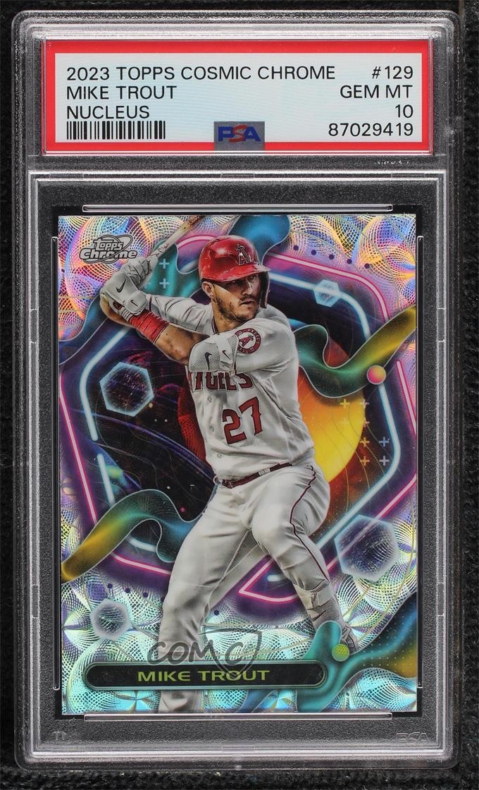 2023 Topps Cosmic Chrome Nucleus Refractor Mike Trout #129 PSA 10 GEM MT qc6