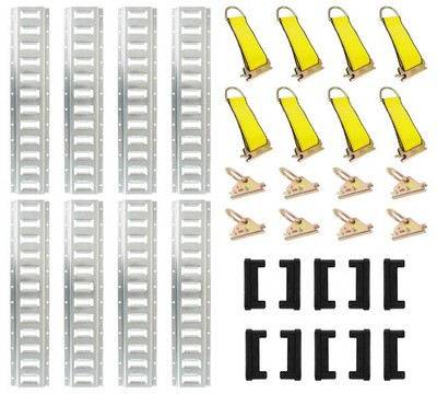E Track Tie-Down Kit 8PK ETrack Rail, Rope Tie-Off, O-Ring Anchor & 10PK End Cap