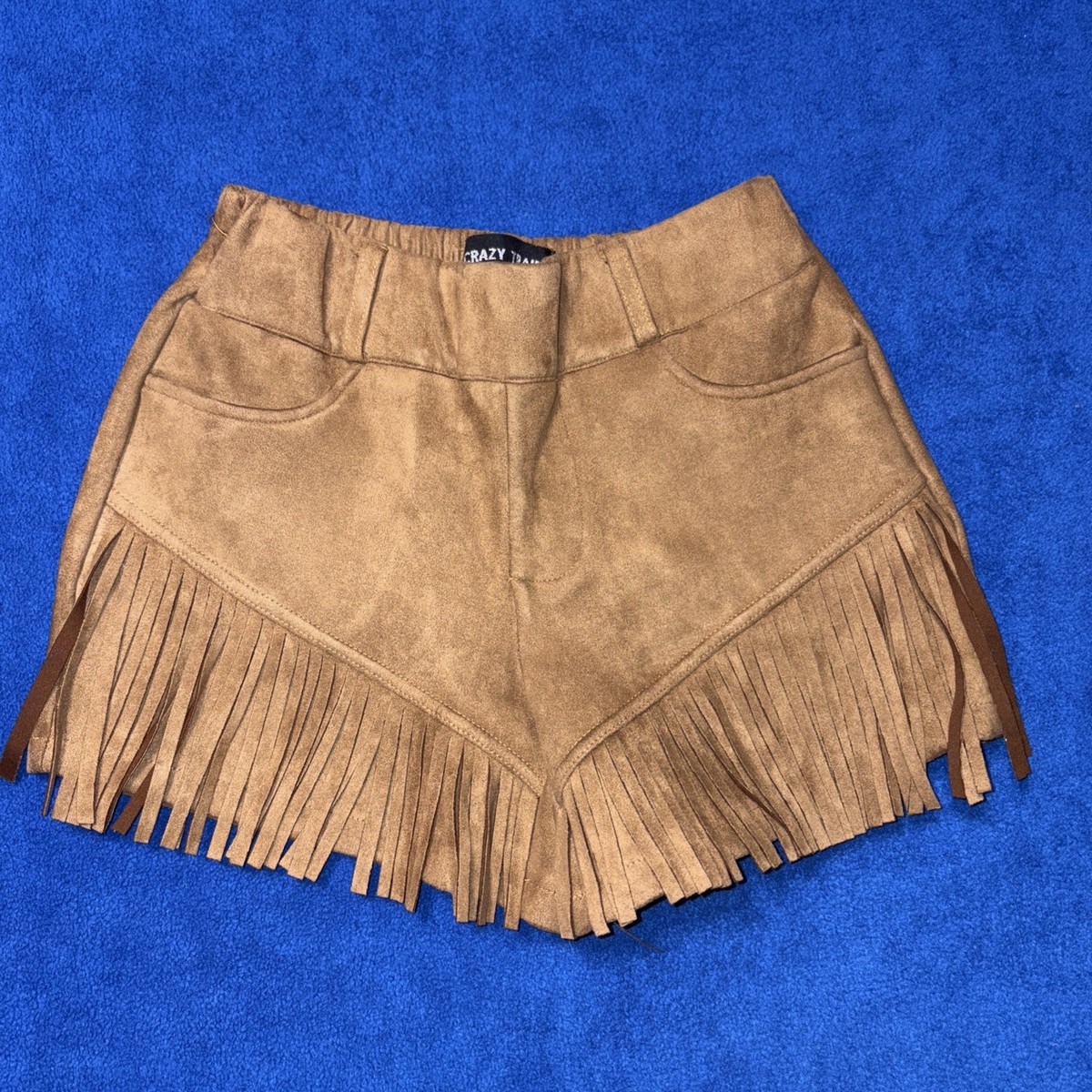 Crazy Train Faux Suede Fringed Shorts Pull on Western Size Small