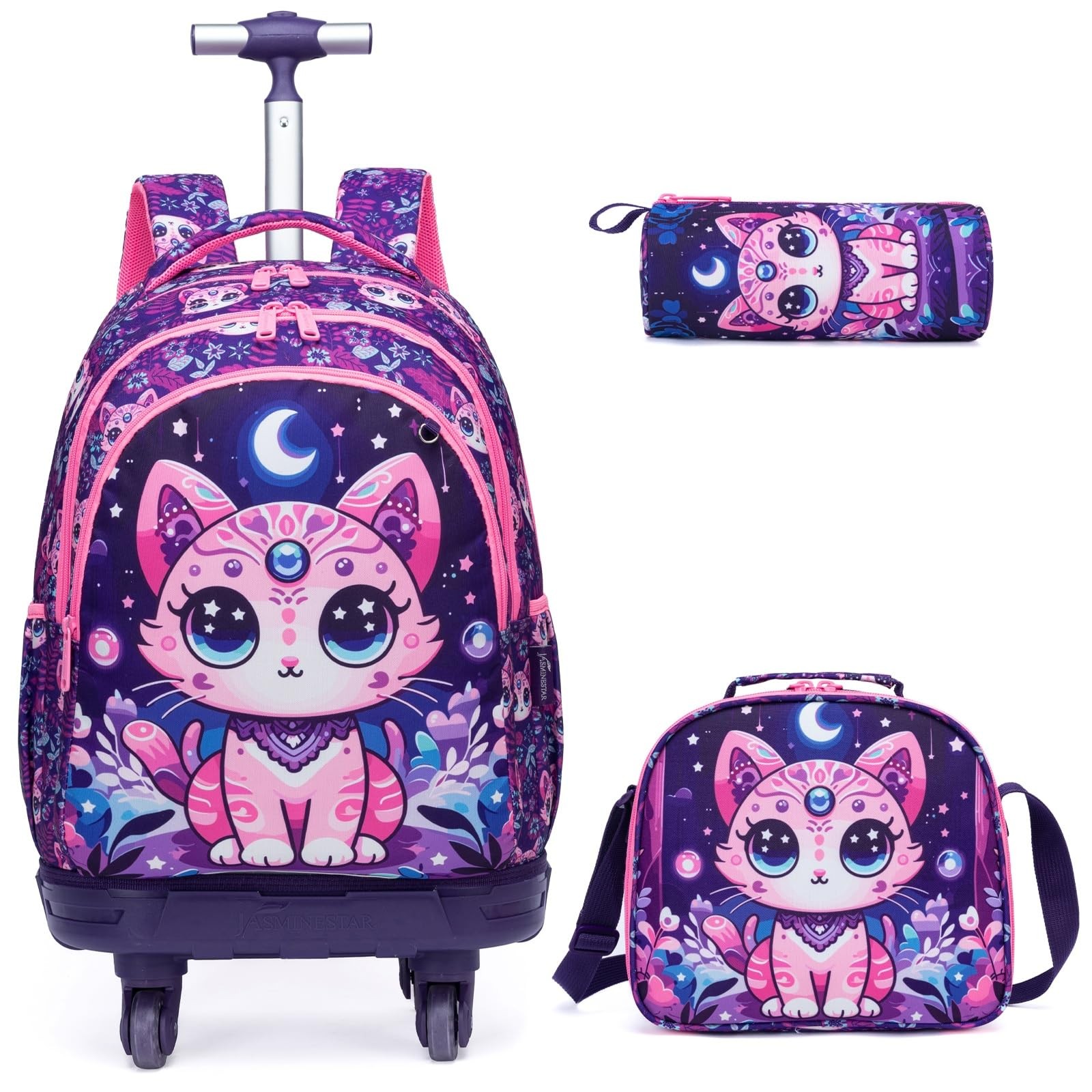 For Girls Cats Suitcases Trolley Roller Luggage Backpacks Wi