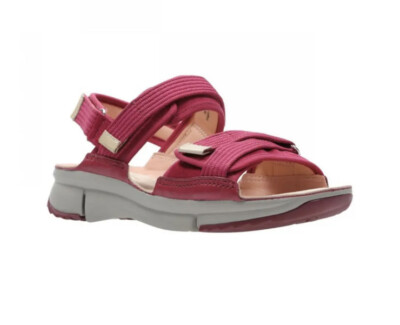 Clarks Ladies TRI WALK Berry Combi leather Trigenic Sandals UK D EU  UK