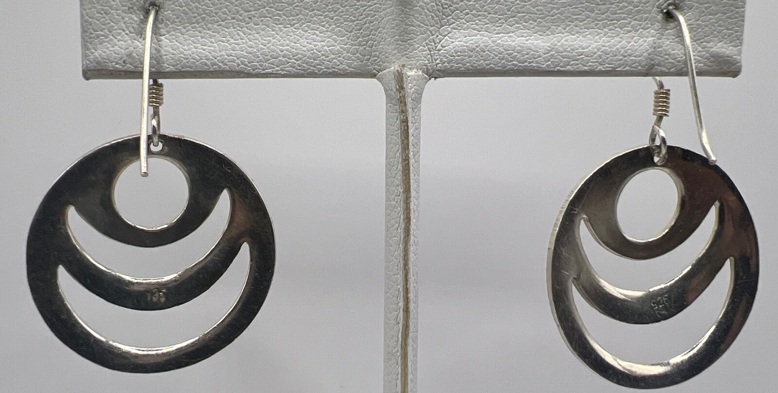 Sterling Silver Round Designed Dangling Earrings … - image 3