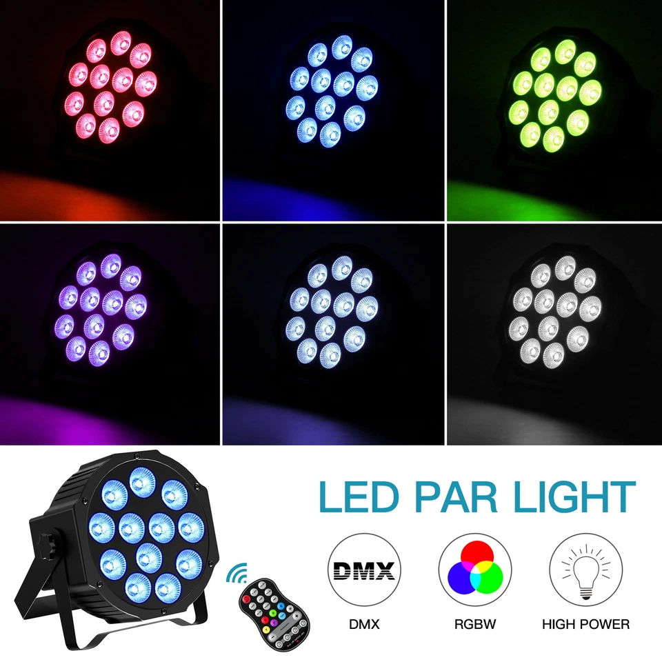 Rechargeable Par Light 12LED 4in1 RGBW DMX Stage Lighting For DJ Disco Party - Image 2 of 4