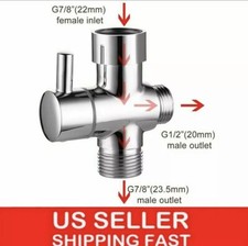 7/8"1/2" T-Adapter With Valve For Toilet Bidet Sprayer 3-Way Brass Bidet Divert