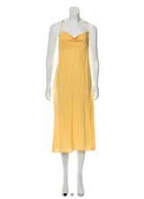 reformation yellow silk dress for holiday parties and wedding guests