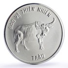 Vietnam 100 dong Buffalo Bull Wildlife Conservation Fauna silver coin 1986